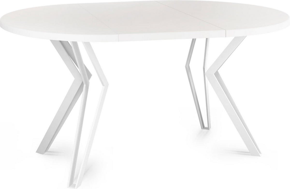 ESSTISCH Austin runder ausziehbarer, Weiß 100-180/100/76 cm - Weiß, Holzwerkstoff/Metall (100/180/76cm) - WFL GROUP