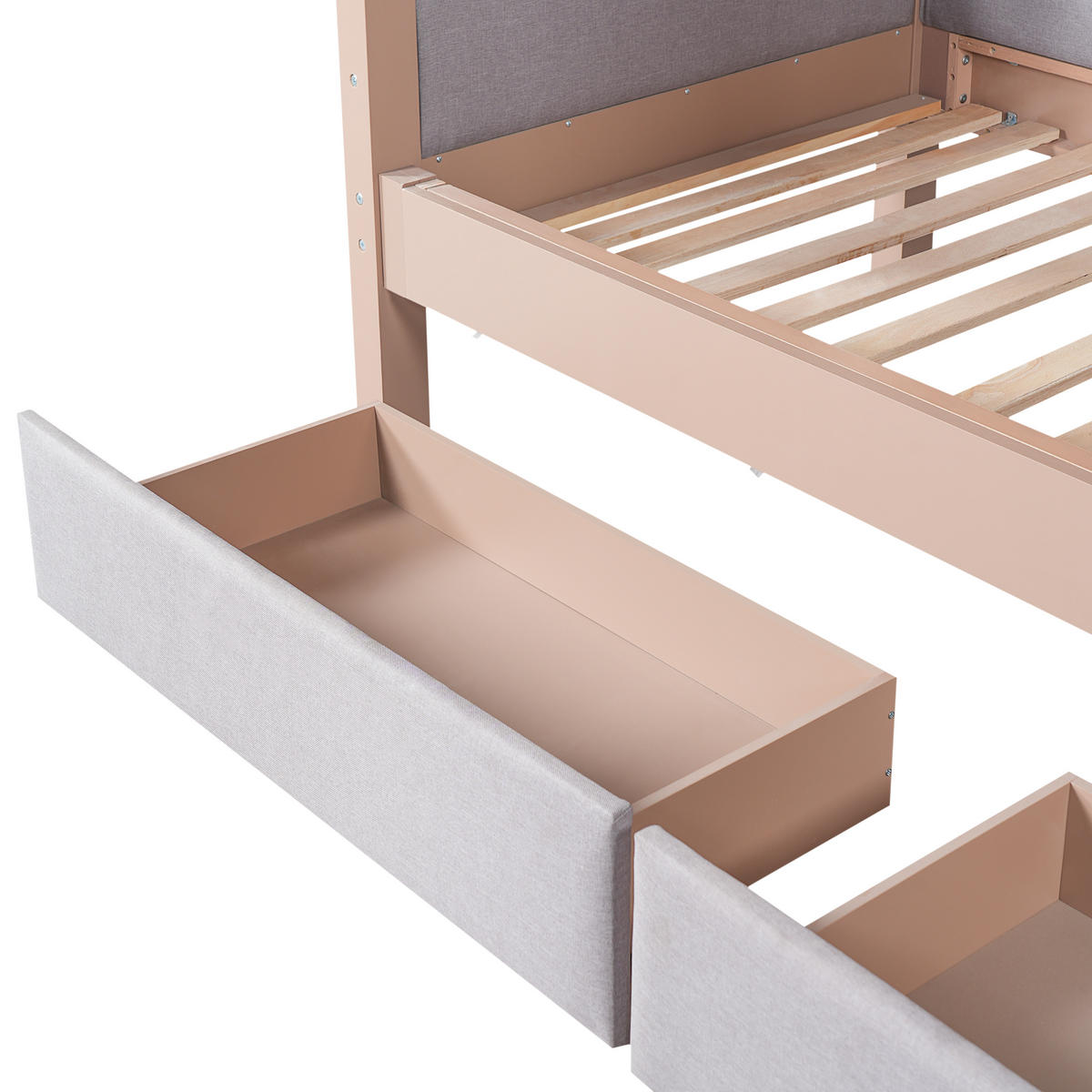 ETAGENBETT Kinderbett 90x200 Grau/Natur - Grau, Holz (90/200cm) - ComfortXL