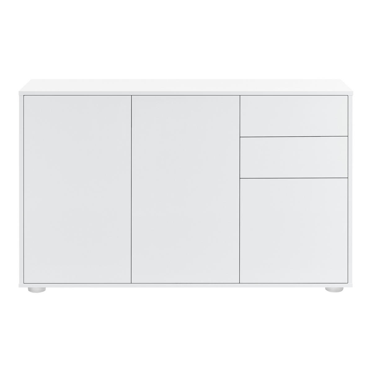 SIDEBOARD Paarl 3-türig - Weiß Hochglanz, Holzwerkstoff (117/74/36cm) - [en.casa]