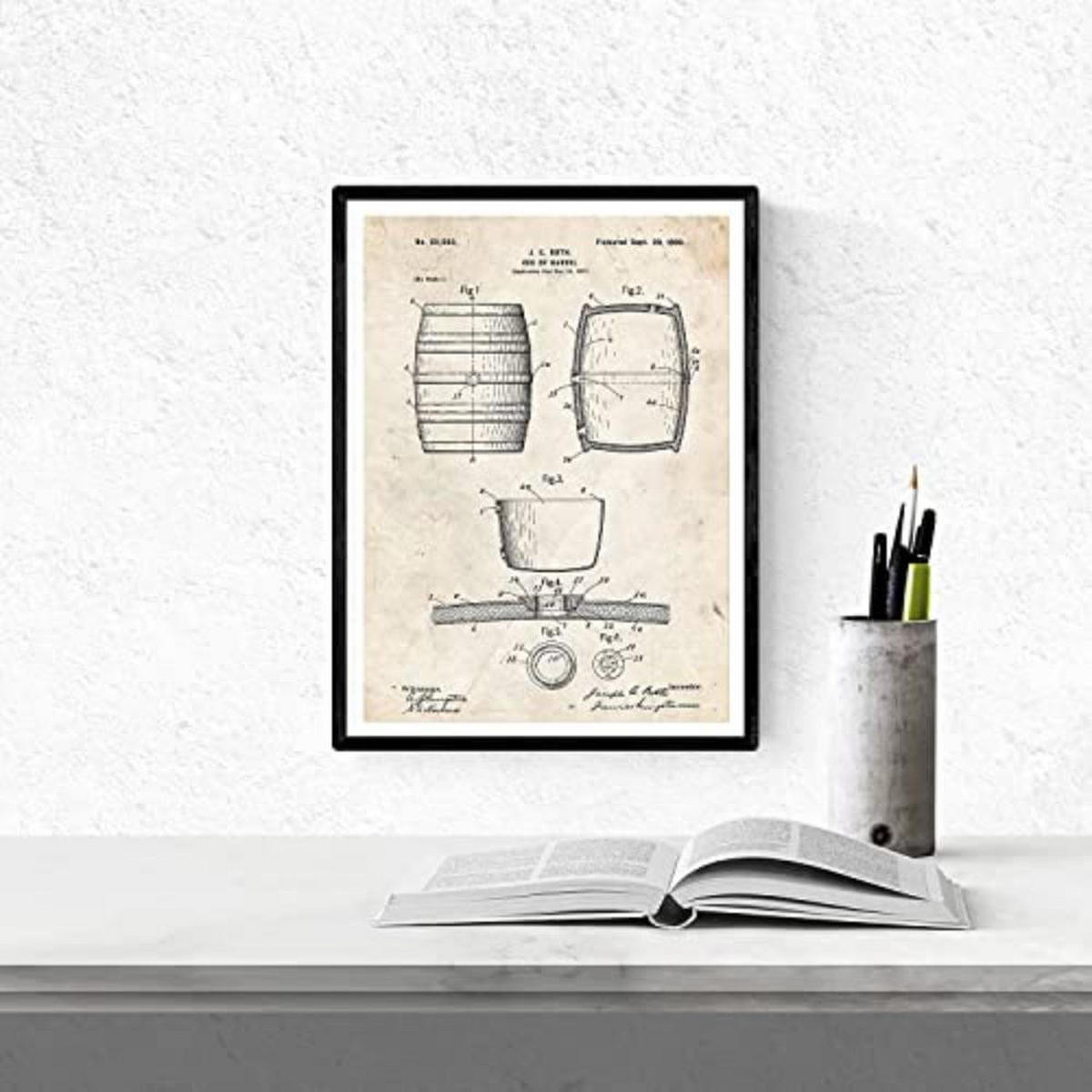 POSTER Set mit 4 Jahrgang Patenten Wein A4 Rahmenlos - Klar, Papier (29.7/3cm) - Nacnic