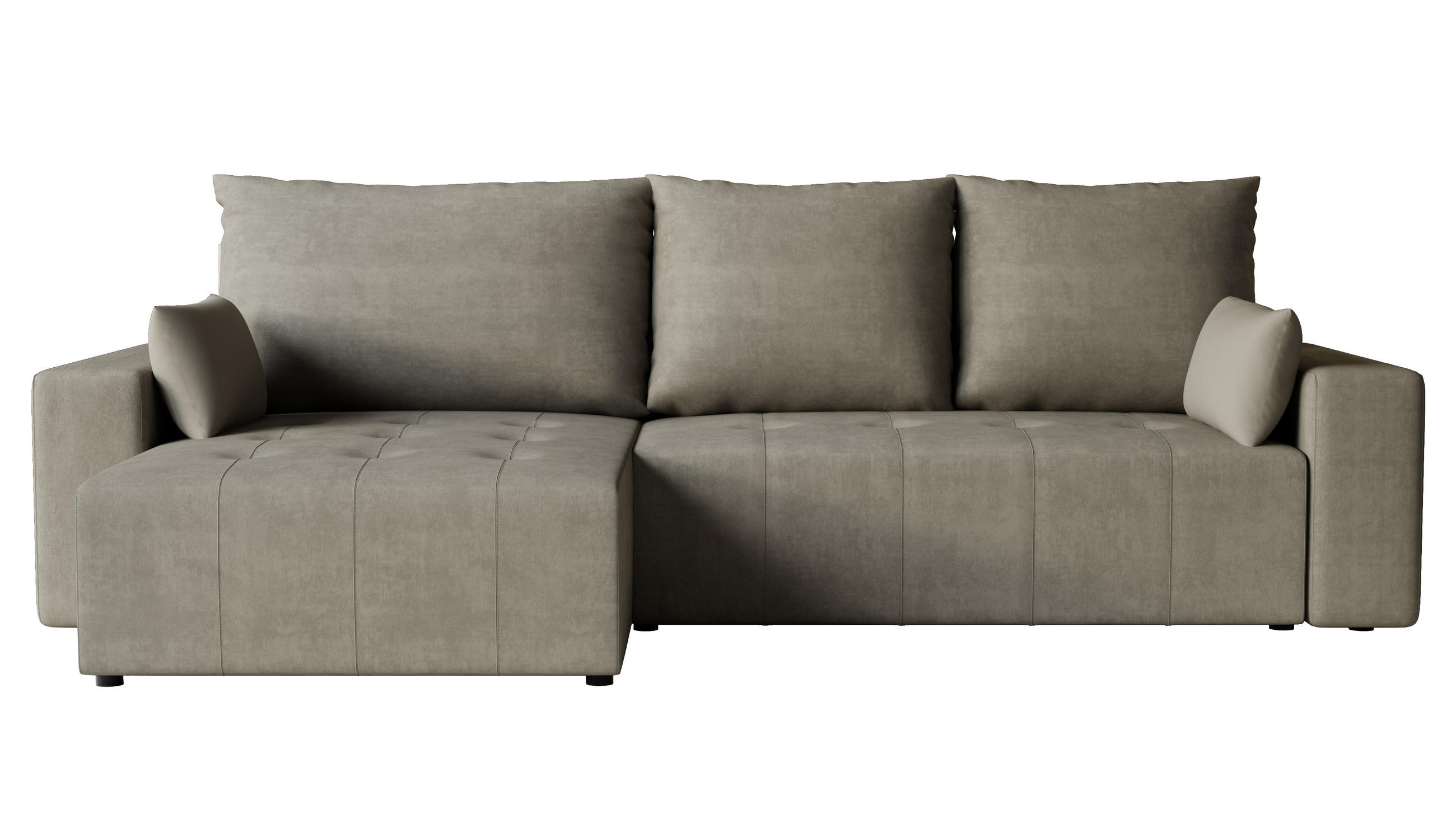 ECKSOFA Tico mit Bettkasten und Schlaffunktion, L-Form/XL-Form, Velourstoff, Universal - Hellgrau, Holzwerkstoff (276/145cm) - 4ALL HOME