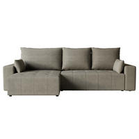 ECKSOFA Tico mit Bettkasten und Schlaffunktion, L-Form/XL-Form, Velourstoff, Universal - Hellgrau, Holzwerkstoff (276/145cm) - 4ALL HOME