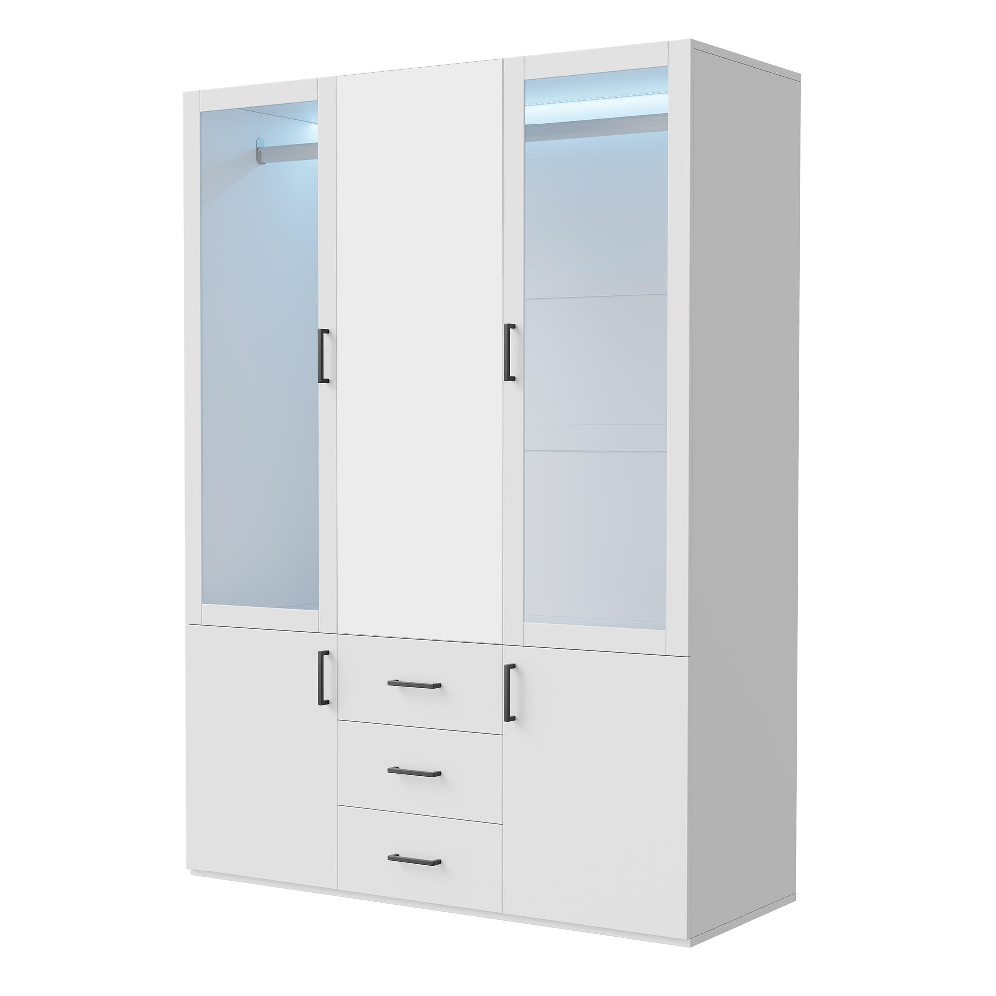 EuroLiving Kleiderschrank Weiß 130x181.5x51.8 cm