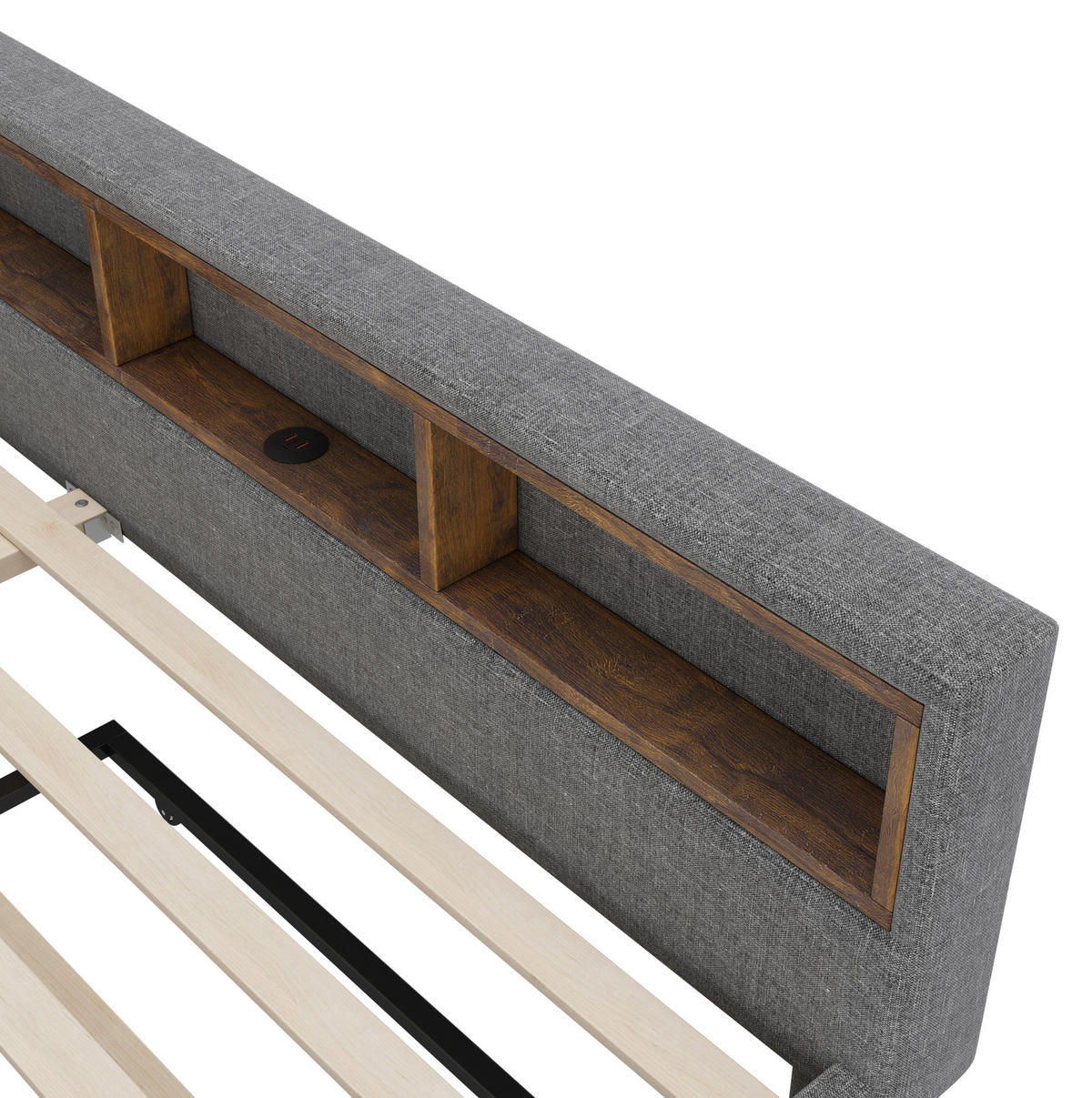 POLSTERBETT 140/200 cm Grau aus Leinen und MDF mit LED-Lichtleiste - Grau, Textil (140/200cm) - OKMYHOME