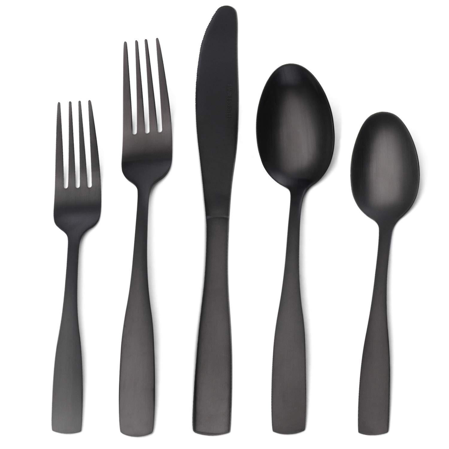 BESTECK Set 6 Teilig Edelstahl Besteckset Essbesteck Schwarz - Schwarz, Metall