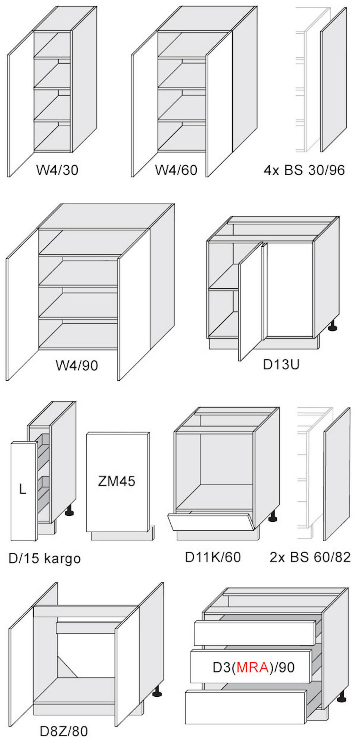 WINKELKÜCHE Elbing weiß matt / grau matt 9-teilig mit Vollauszug (REJS Comfort Box) - Weiß/Grau, Holzwerkstoff/Metall (284/228/183cm) - Feldmann-Wohnen