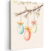 LEINWANDBILD Osterkuchen - Schleife - Eier Wandbild Wohnzimmer 60x80 cm - Creme, Textil (60/80cm) - MuchoWow