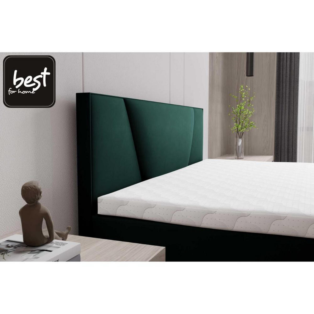 BOXBETT Jubilee Bonellfederkern inkl. Topper - Dunkelgrün, Holz/Holzwerkstoff (140/200cm) - Best For Home