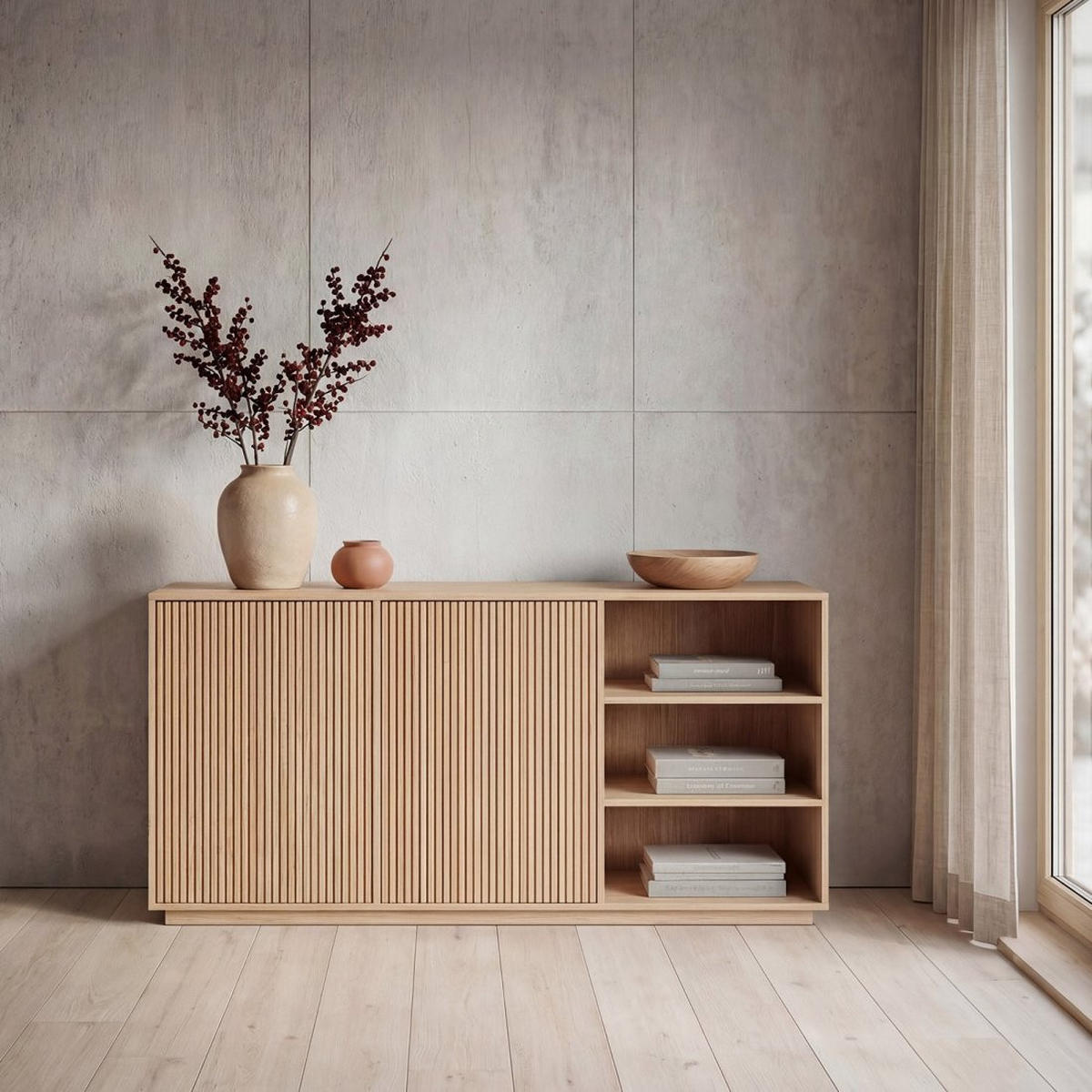 ANRICHTE NIEDRIGE Saven Natürlich 150 cm x 78 cm - Naturfarben, Holzwerkstoff (150/78/40cm) - Klast Home