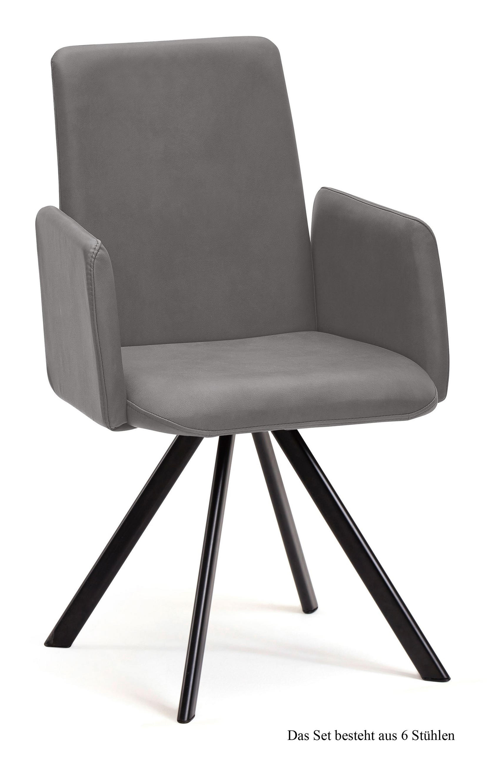 ARMLEHNSTUHL drehbar (6er-Set) Denys 52x92x60 Schwarz/Grau - Schwarz/Grau, Kunststoff (60/92/52cm) - 58aufmkessel