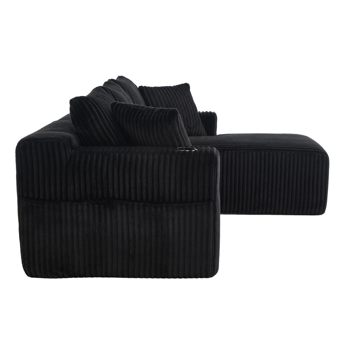 ECKSCHLAFSOFA Modulares Sofa mit Schlaffunktion,Chaiselongue + Zweisitzer,Schwarz - Schwarz, Textil (257/160cm) - LVHOM