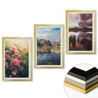 WANDBILDER 3er Set - 40x60 cm Goldrahmen - Blumengarten Berge Wasser - Goldfarben, Kunststoff (40/60cm) - ArtPrintCave