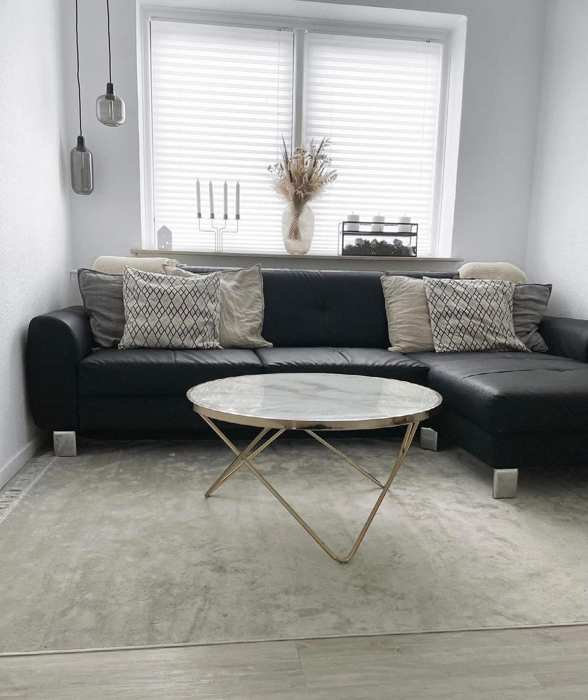 COUCHTISCH Marmor Optik weiß/gold 80 cm Meridian - Goldfarben/Weiß, Glas (80/80/40cm) - Beliani