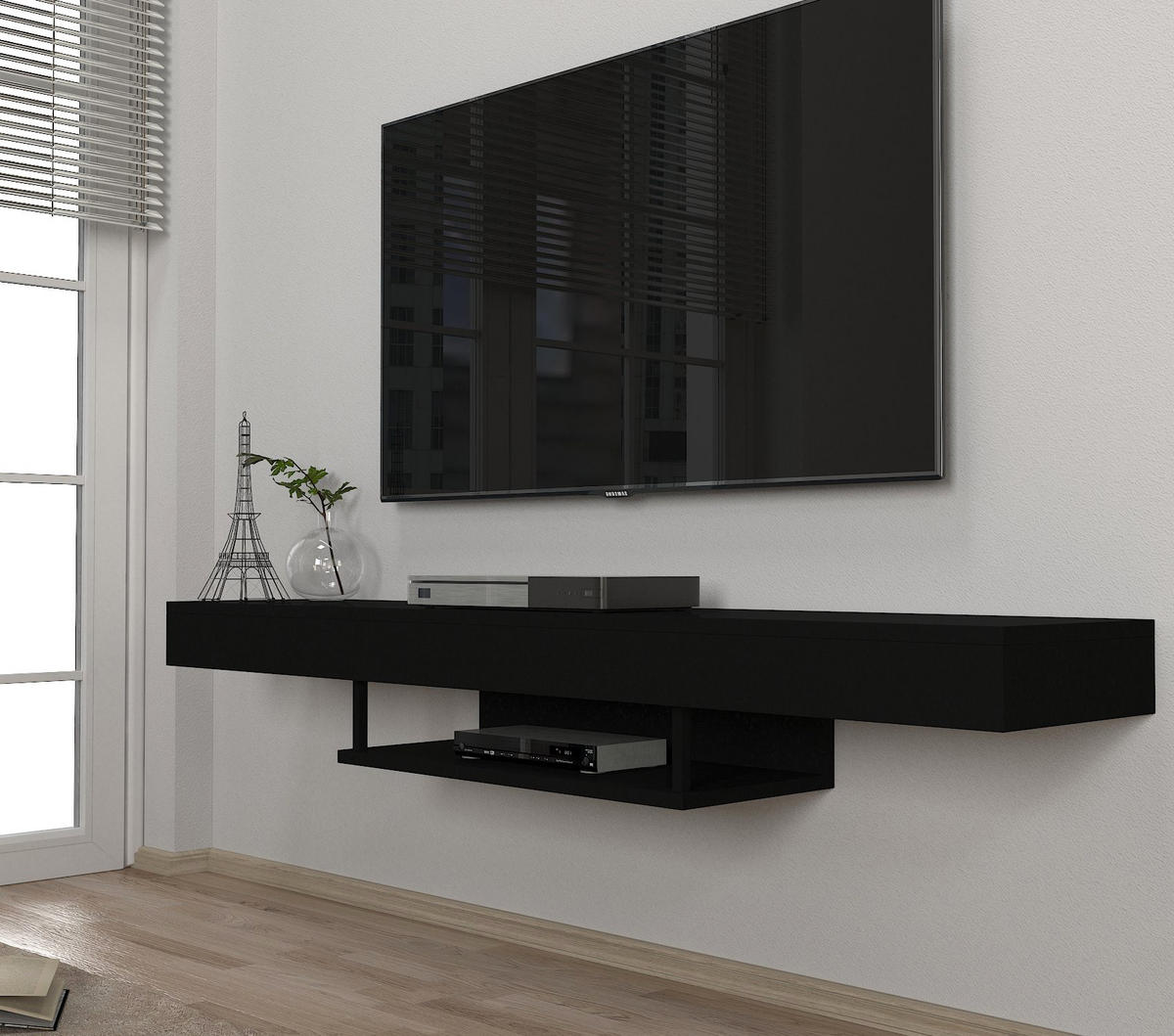 TV-LOWBOARD Hängend Alberes Schwarz - Schwarz, Holzwerkstoff (150/22/29.6cm) - moebel17