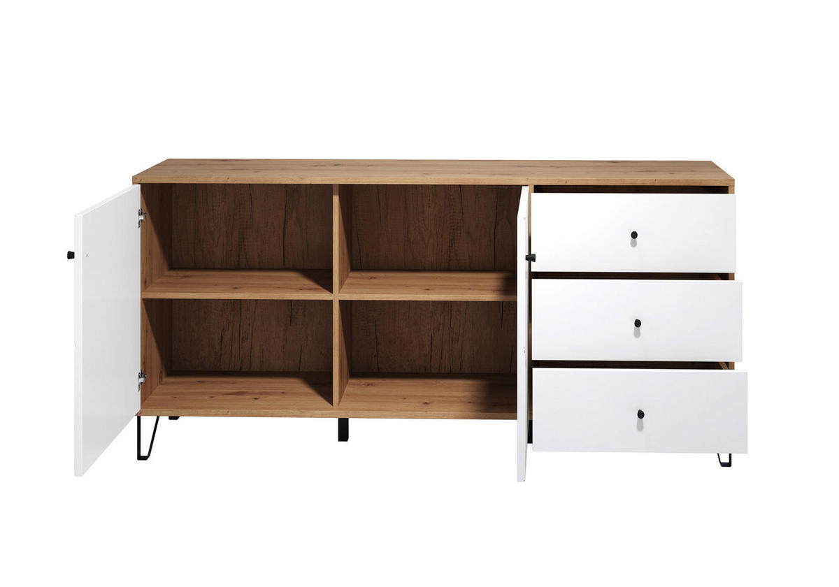 SIDEBOARD weiß - Eiche Wotan, Holzwerkstoff (183/76/40cm) - ebuy24