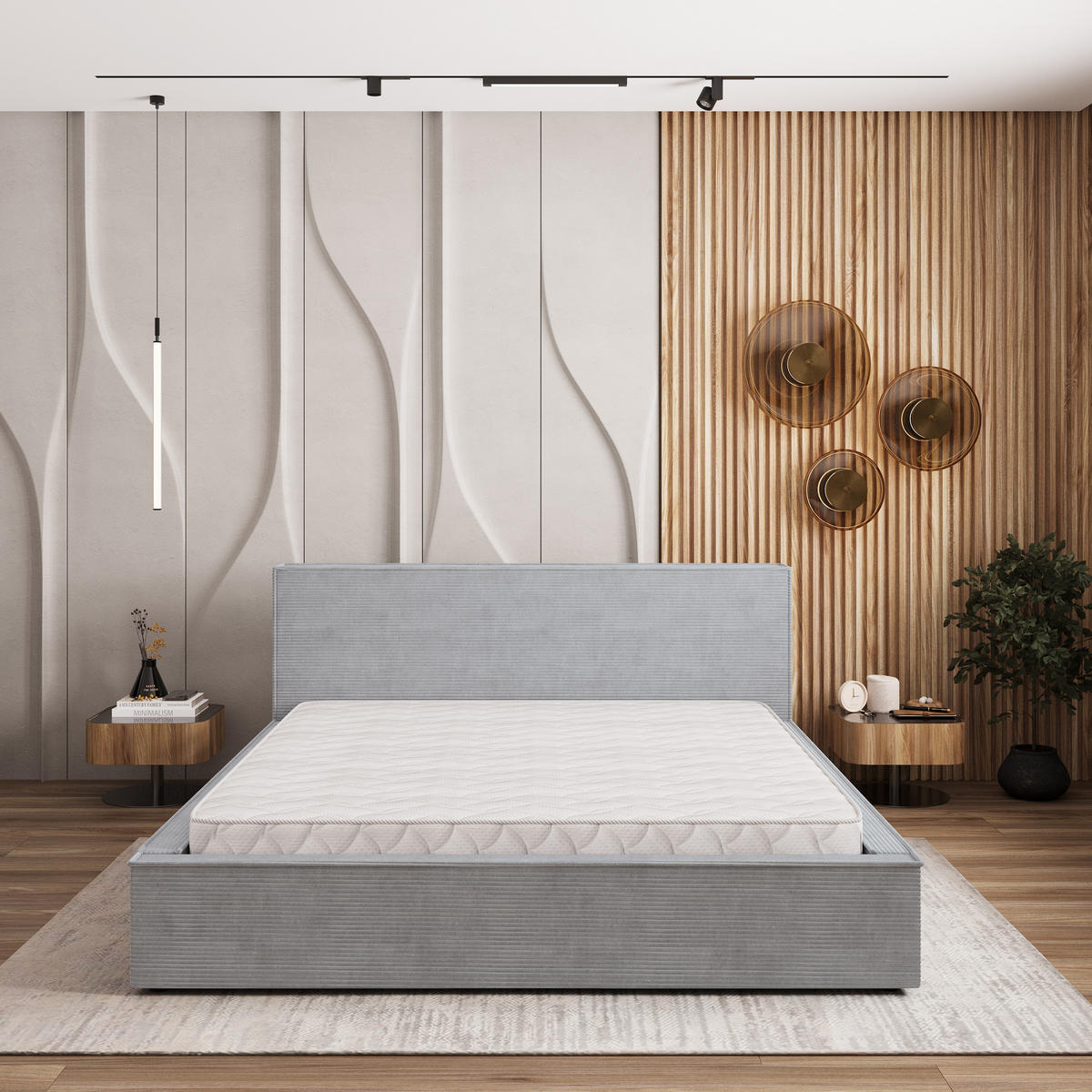 ČALOUNĚNÁ Postel CELORA 160x200 cm Světle šedá - světle šedá, kompozitní dřevo/textil (160/200cm) - MASSENO