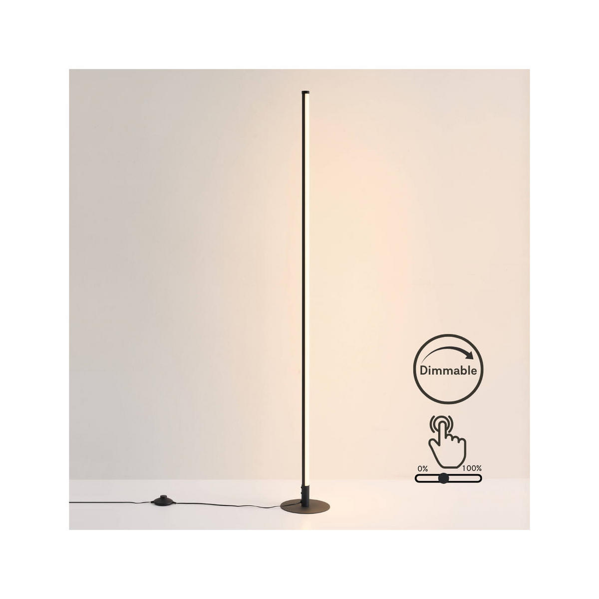 STEHLEUCHTE Sloane, Schwarz, 150cm - Schwarz, Metall (150/18/150cm) - KOSILUM
