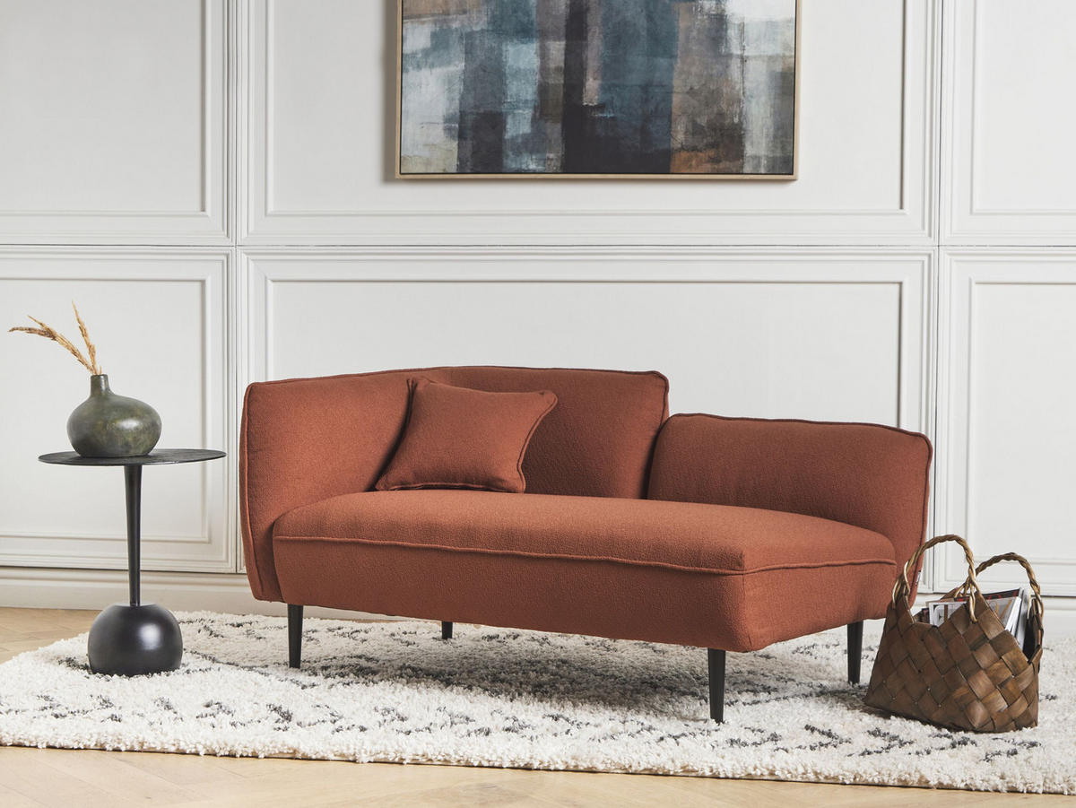 ČALOUNĚNÉ LEHÁTKO CHAISE LONGUE LEVOSTRANNÉ Bouclé Tmavě červené Chevannes - černá/tmavě červená, textil (138/74/77cm) - Beliani