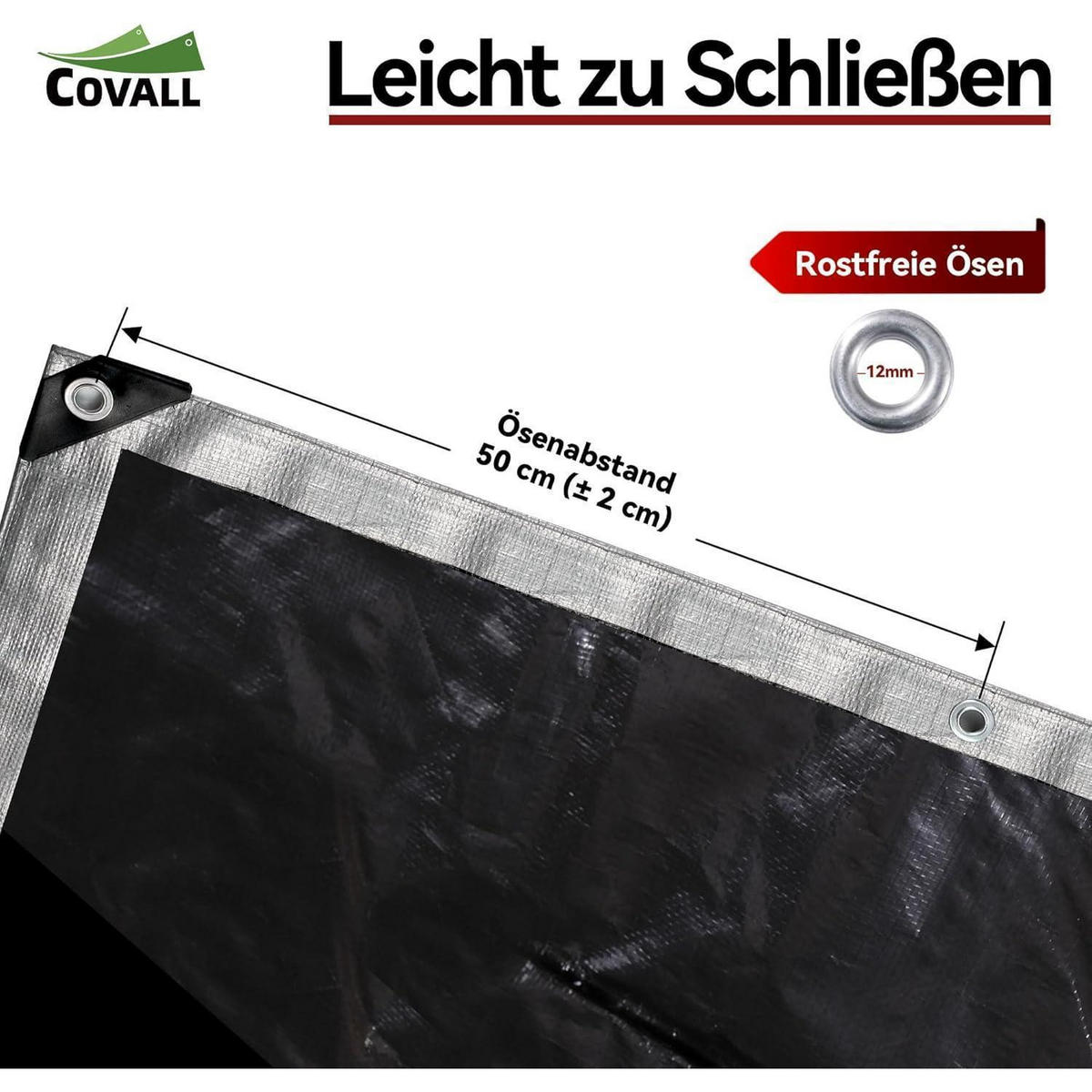 PLANE 4 x 5 m Silber/Schwarz 155 g/m² - Multicolor, Kunststoff (38/28/9cm)