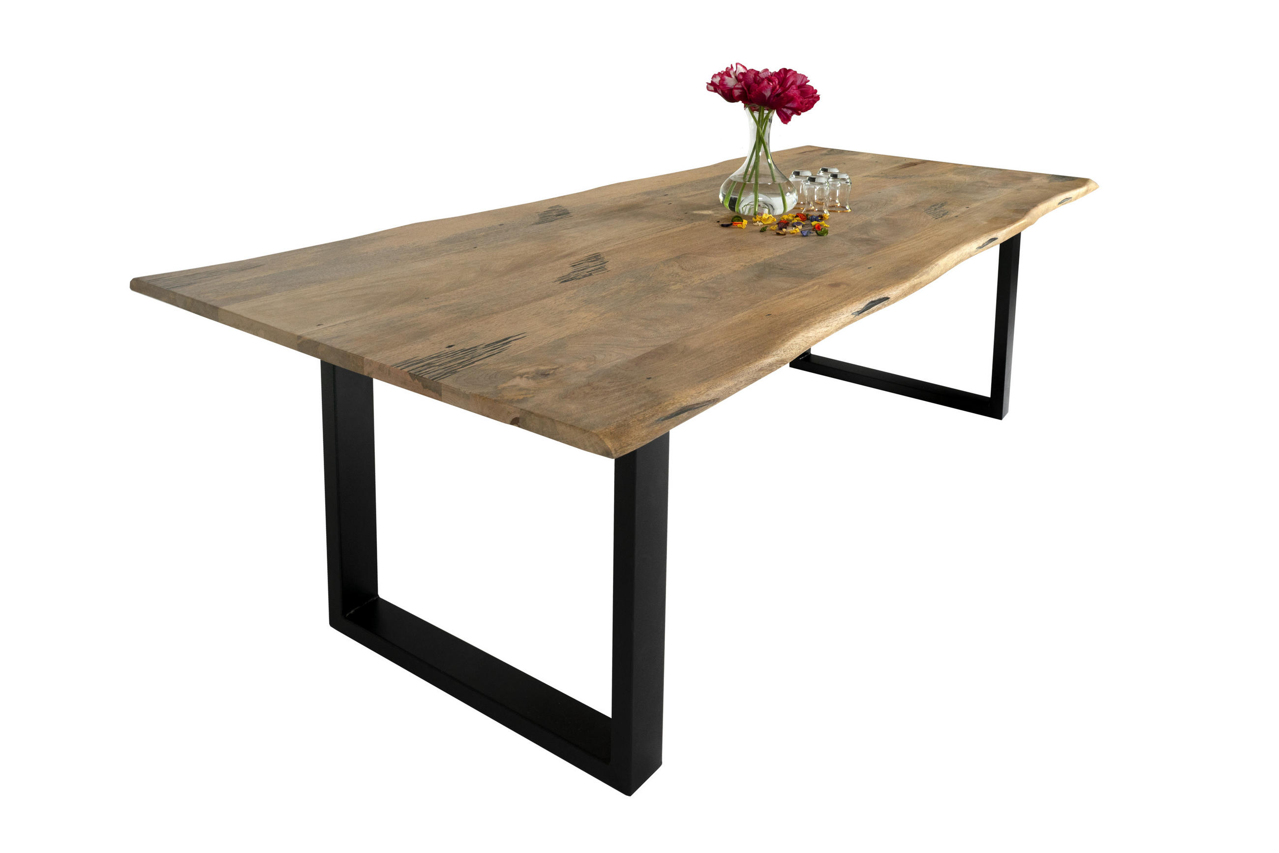 ESSTISCH TIGER - Beige/Schwarz, Holz/Metall (100/220/77cm) - SAM