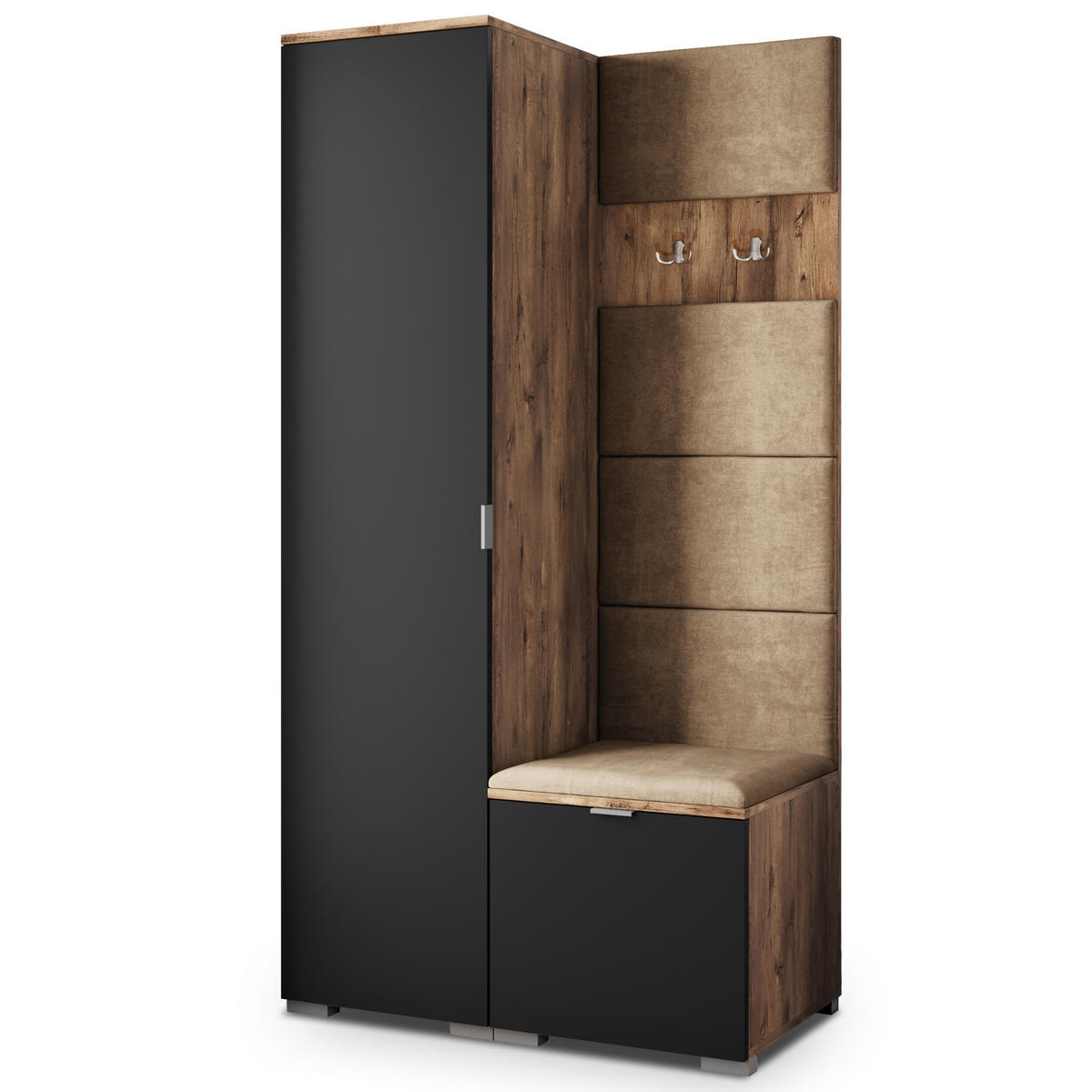 GARDEROBENSCHRANK LORI 95/181/51 cm Modern Garderobe-Set Eiche Lefkas - Eichefarben/Beige, Holzwerkstoff (95/181/51cm) - MASSENO