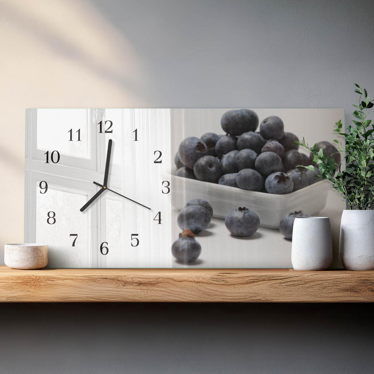 WANDUHR 60x30 cm - Gebirge - Weiß, Glas (60/30/0.4cm) - TULUP