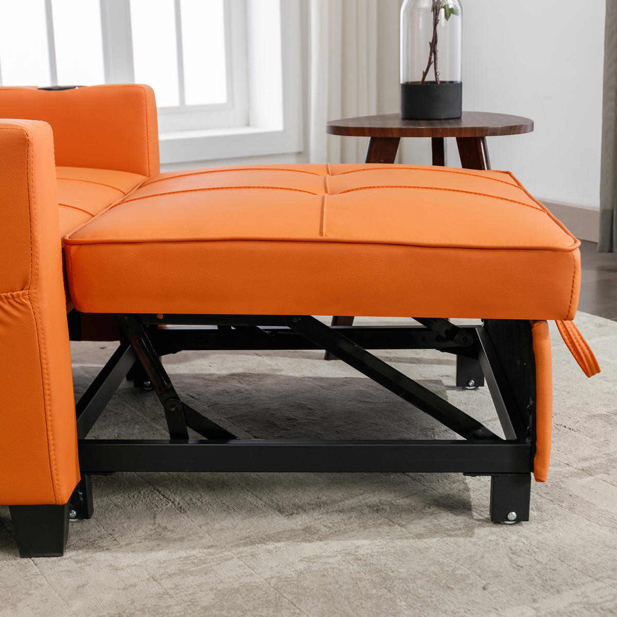 RELAXSESSEL 87/74/84 cm Orange mit Getränkehaltern und USB Anschluss - Orange, Textil (74/84/87cm) - Oxeza