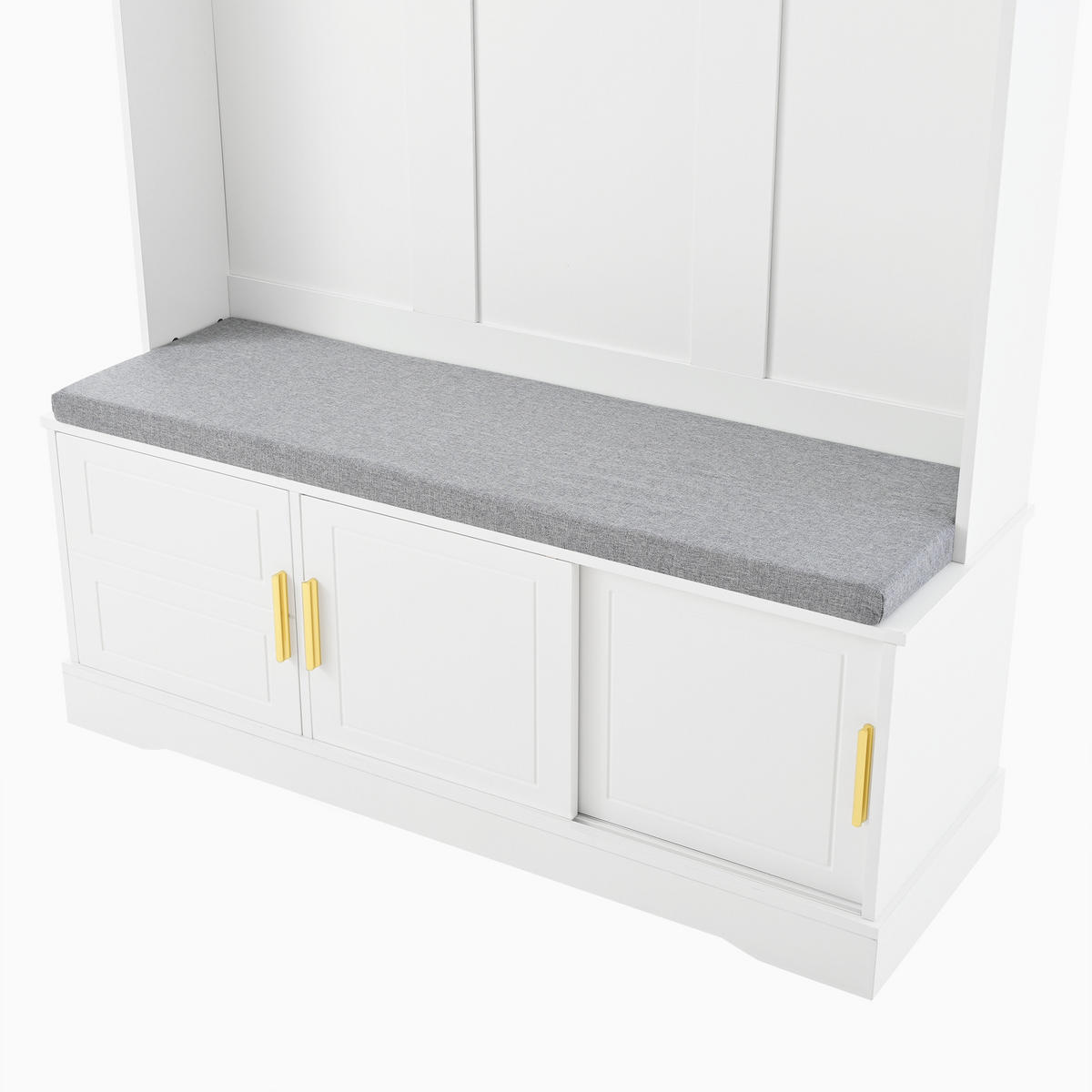 GARDEROBENSTÄNDER mit Bank 6 Haken Weiß 120x40x191cm - Weiß, Holzwerkstoff (40/191/120cm) - FLIEKS