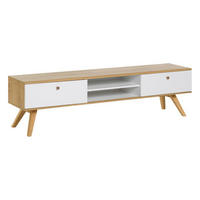 TV-MÖBEL mit 2 Schubladen und zentraler Nische - Nature - Weiß, Holzwerkstoff (40/50/179.5cm) - Calicosy