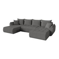 SEDACÍ SOUPRAVA DO U s funkcí spaní a úložným prostorem TOKO-U 378x194x86 šedá bouclé - šedá/černá, kompozitní dřevo/textil (378/86/194cm) - ALTDECOR