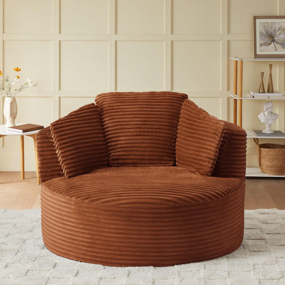 SOFA Cord Orange - Orange, Textil (124/86/113cm) - WISHDOR