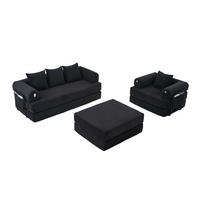 SITZGARNITUR DE-33801 modular mit Hocker Schwarz - Schwarz, Metall (200/67/190cm) - ComfortXL
