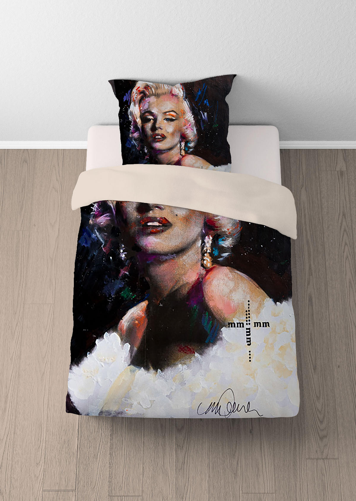 BETTWÄSCHE-GARNITUR Mikrofaser Marilyn Monroe Weiß titanium, 135x200 cm + 80x80 cm - Titanfarben, Textil (135/200cm) - SID Maurer