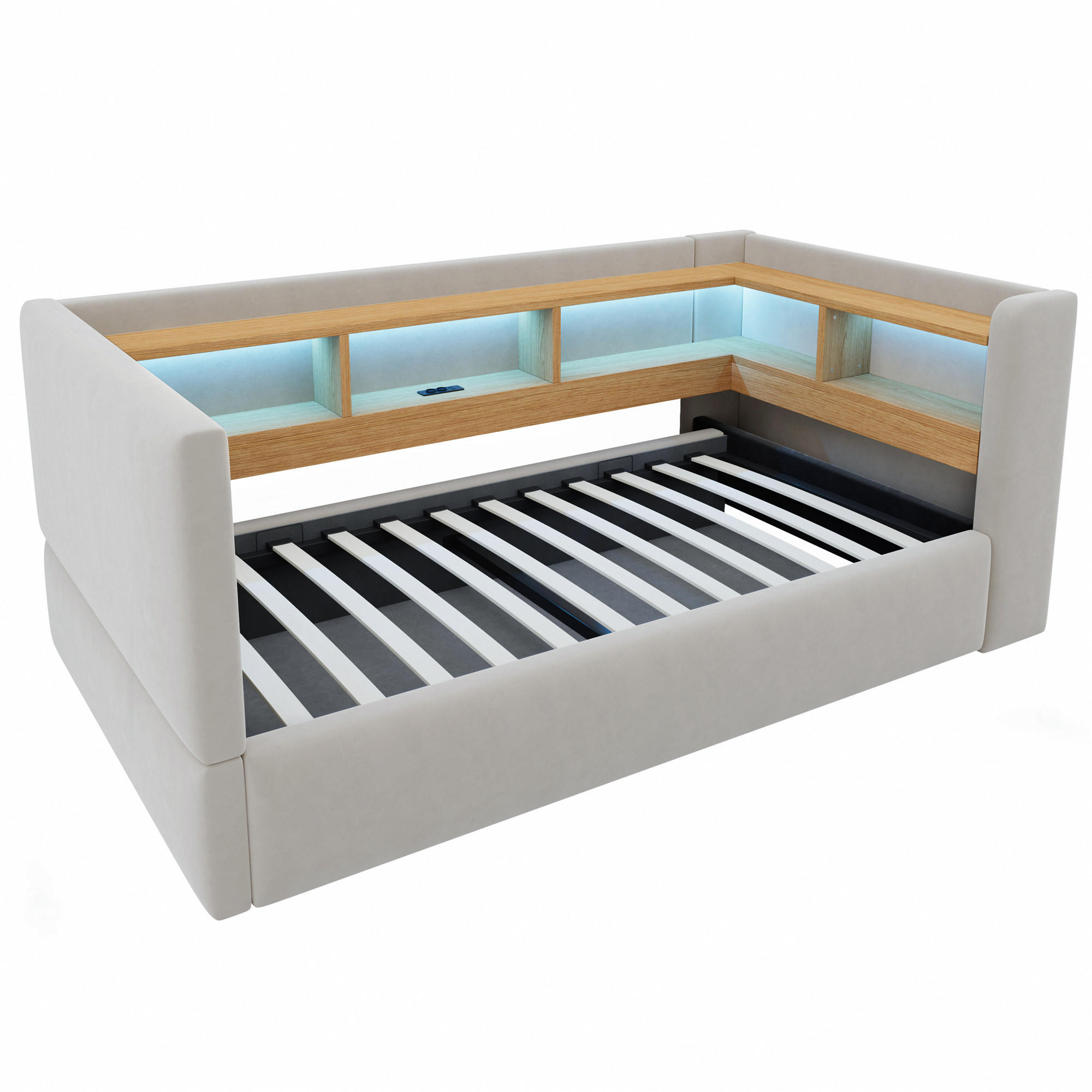 ComfortXL Stauraumbett Hellgrau 90x190 cm