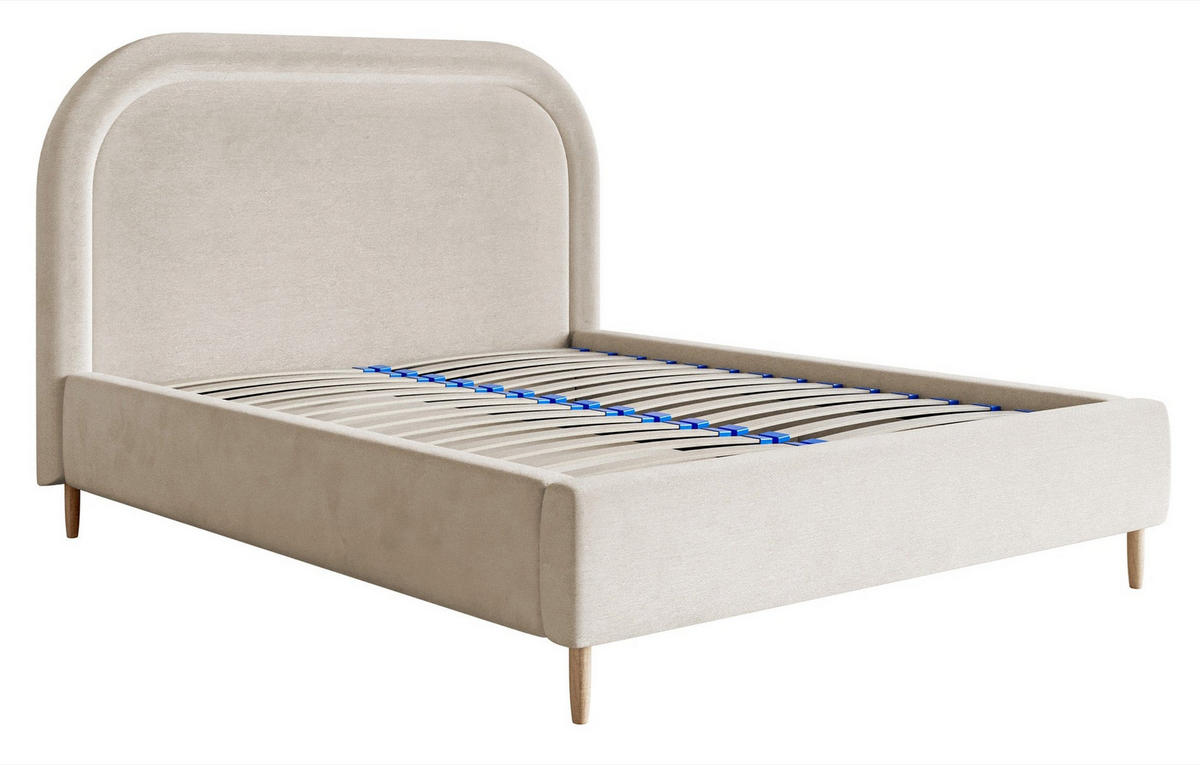 POLSTERBETT Loreo Greige Samt wasserfest 140x200cm - Taupe/Beige, Holz/Textil (140/200cm) - Selsey