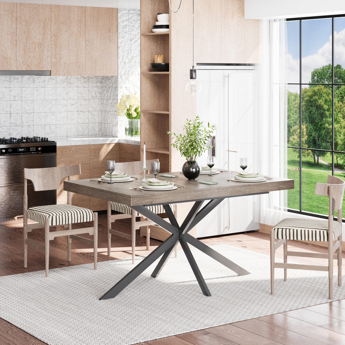 ESSTISCH Grau mit verstecktem Stauraum 140-180/80/76 cm - Grau, Holz (80/160/76cm) - Oxeza