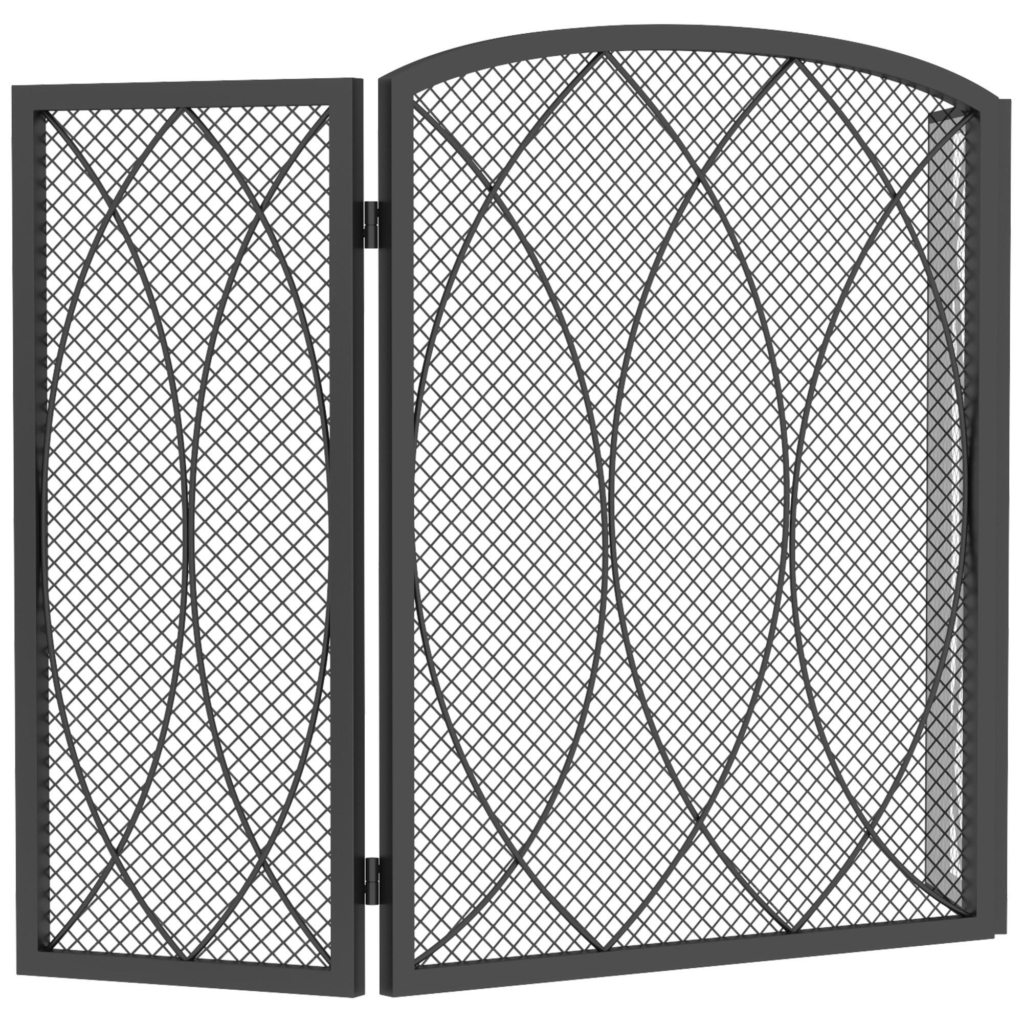 FUNKENSCHUTZGITTER Metall Schwarz - Schwarz, Metall (2/75/122cm) - HOMCOM