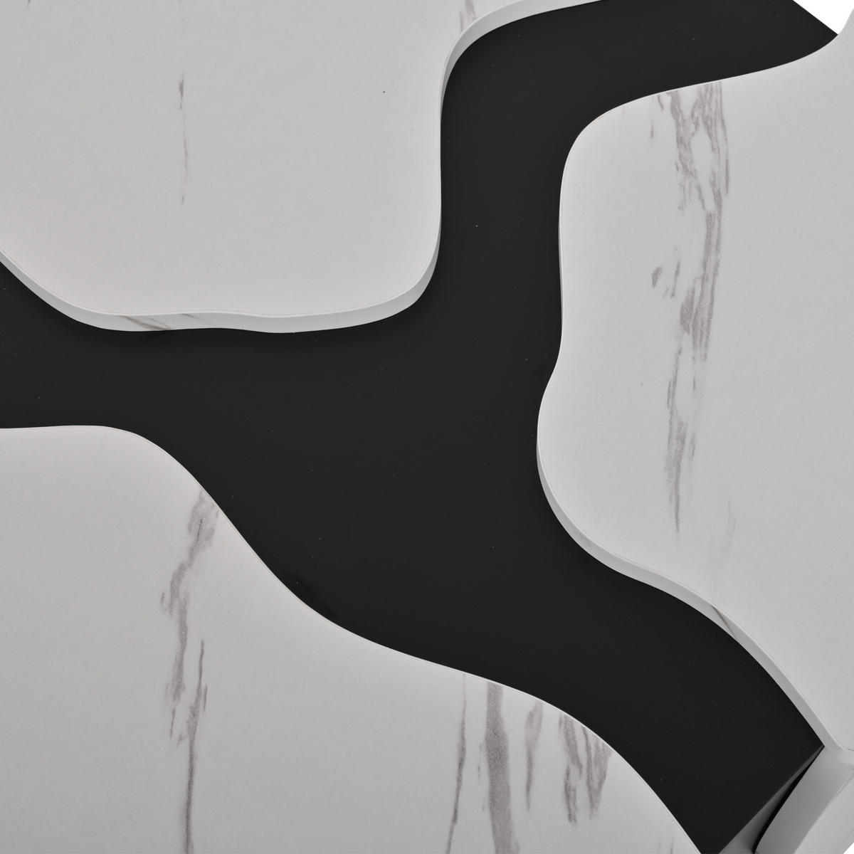 KONFERENČNÍ stolek z dřevotřísky 70x70x31 cm bílý s 1 zásuvkou v mramorovém vzhledu a geometrickým designem - bílá, kompozitní dřevo (70/70/31cm) - Modfu