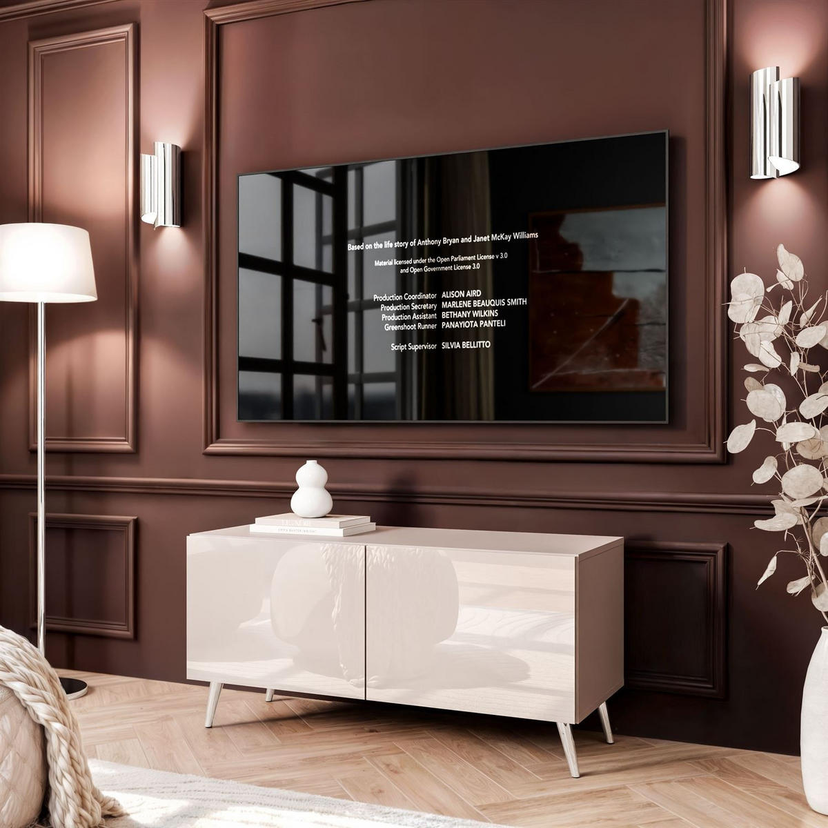 TV-SCHRANK COLGANTE 100 Kaschmir Hochglanz, ohne LED, Schräge silberne Füßen - Chromfarben/Kaschmir, Holzwerkstoff (100/49/40cm) - Lookway