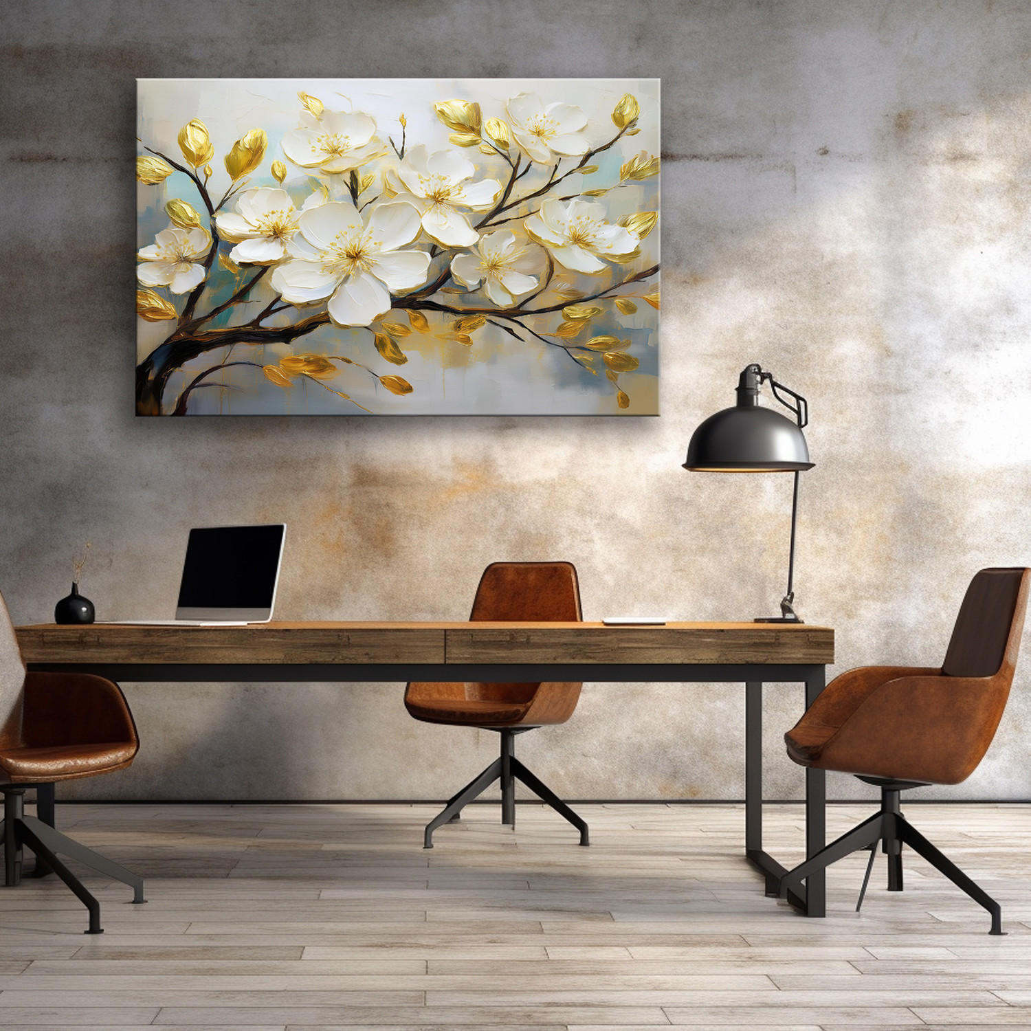 WANDBILD magnolienblüten zweig natur - Weiß, Textil (60/40cm) - Feeby