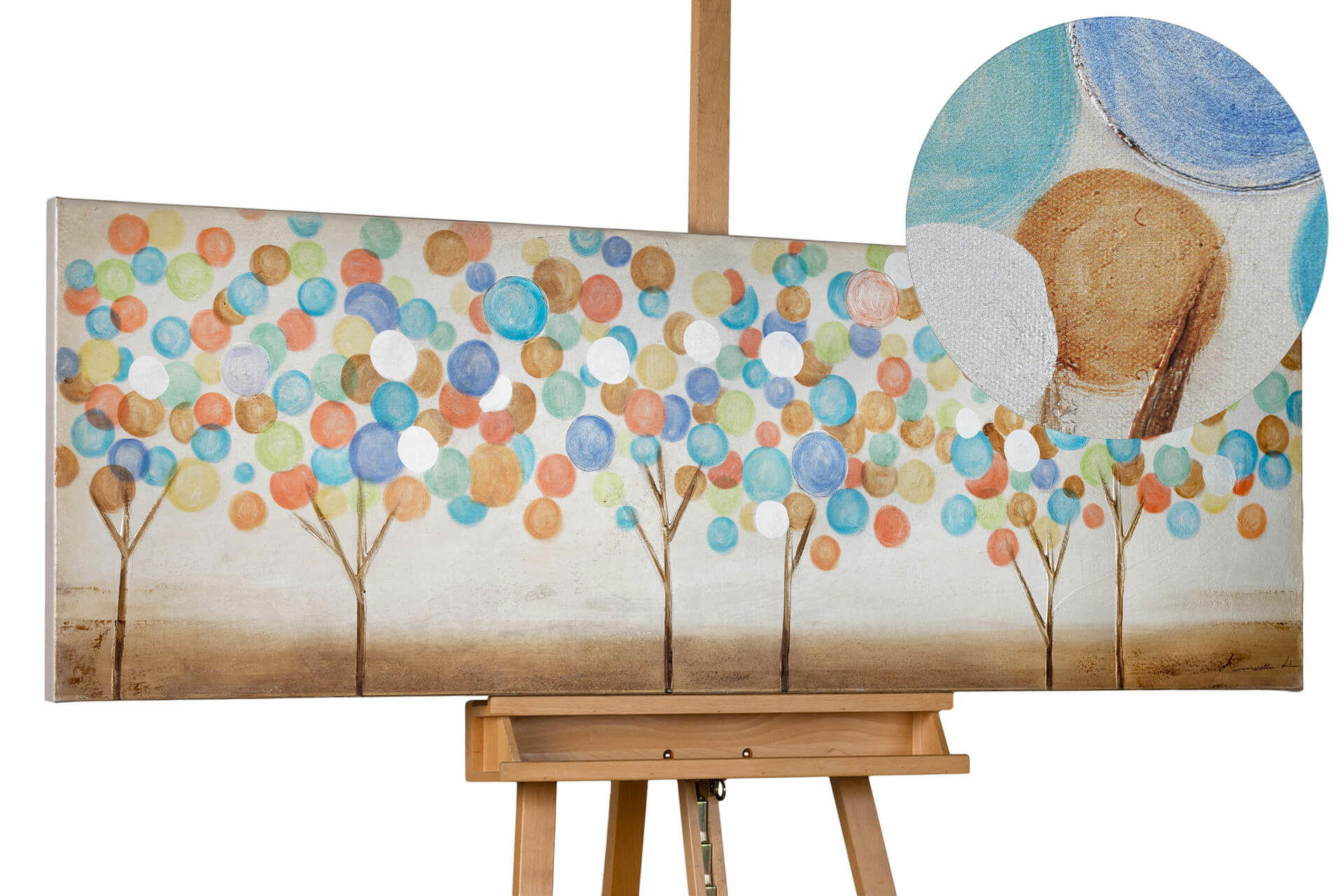 ÖLGEMÄLDE 150/50 cm - Multicolor/Weiß, Holz/Textil (2/50cm) - KUNSTLOFT