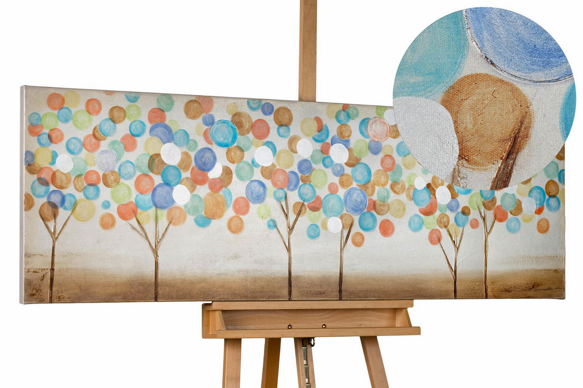 ÖLGEMÄLDE 150/50 cm - Multicolor/Weiß, Holz/Textil (2/50cm) - KUNSTLOFT