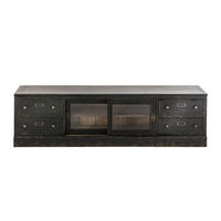 TV-MÖBEL aus massivholz und glas - amsterdam 180/45/50 cm - Schwarz, Holz (45/50/180cm) - Signature