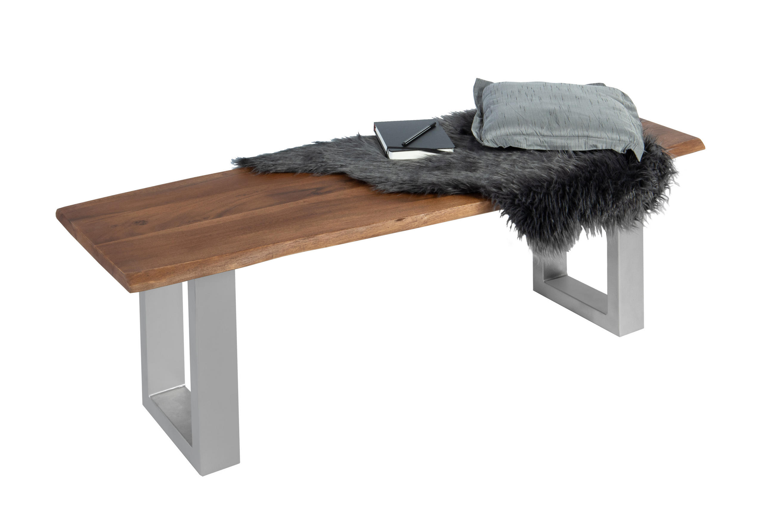 Thumbnail - SAM Sitzbank, Braun, Holz, Echtholz,Akazie, Rechteckig,Rechteckig, U-Form, 140x47x42 cm, Esszimmer, Bänke, Sitzbänke