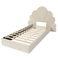 POLSTERBETT 90/200 cm DE-02251, in Beige, mit Blüten-Kopfteil - Beige, Holzwerkstoff (90/200cm) - ComfortXL