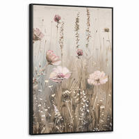 LEINWAND Bilder mit Rahmen - Blumen - Rosa - Modern - Beige - 60x90 - Beige, Textil (60/90cm) - MuchoWow