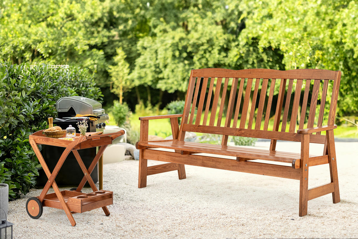 GARTENBANK ALCES aus massivem Kiefernholz, braun - Braun, Holz (70/106/170cm) - KONSIMO®