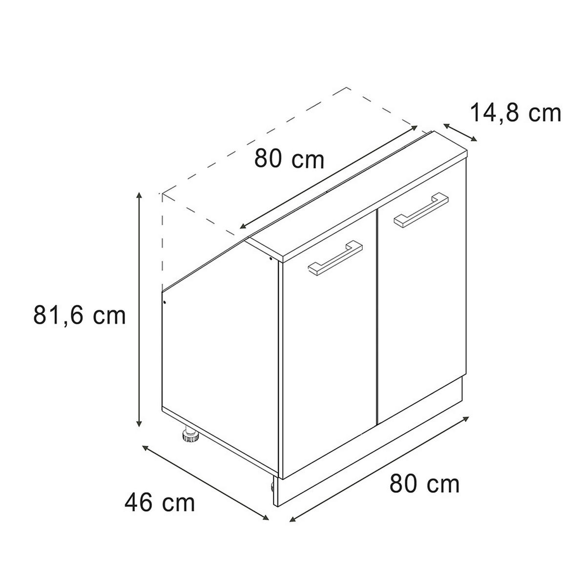 KUCHYŇSKÁ SKŘÍŇKA POD ŠIKMOU STŘECHU R-Line Beton/zlatý dub - šedá/medově dubová, kompozitní dřevo (80/81.6/46cm) - Vicco