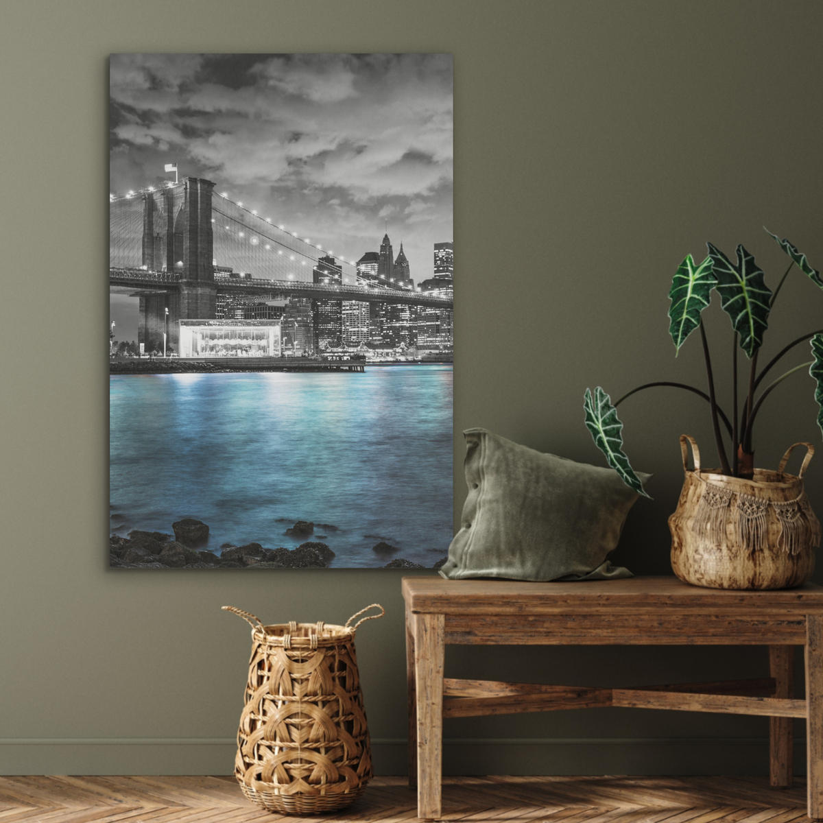 AKUSTIKBILD New York - Skyline - Stadt - Blau Wanddeko 60x90 cm - Blaugrau, Kunststoff (60/90/0.9cm) - MuchoWow
