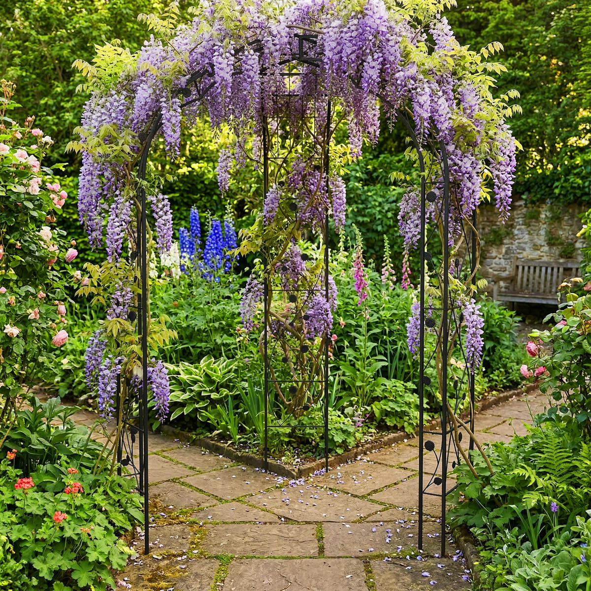 ROSENPAVILLON - Schwarz, Metall (178/250/178cm) - Relaxdays